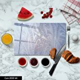 ANTİBAKTERİYEL CAM KESME TAHTASI | BASKILI KESİM TABLASI | 25x35 cm